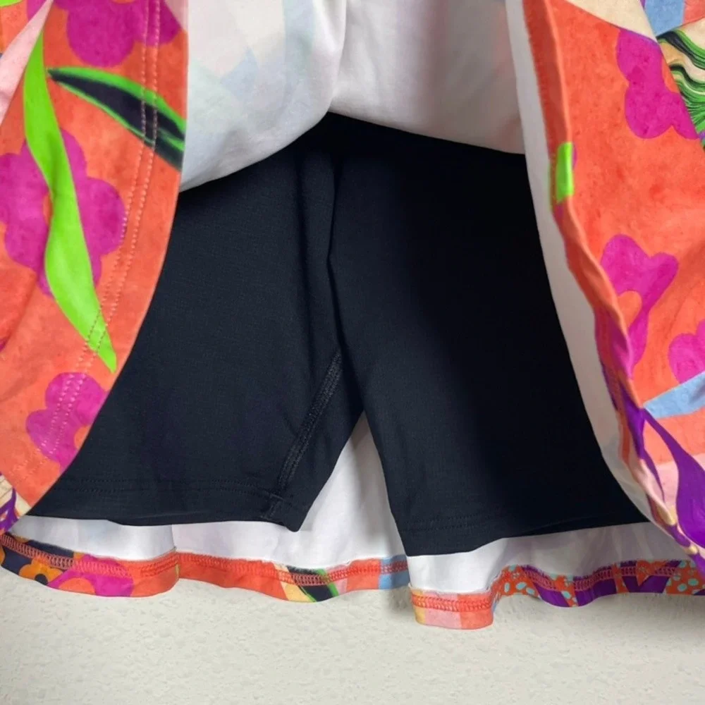 Dona Jo JoJo Skort 1.5 Women Medium Orange Multi Floral Geometric Tennis Golf